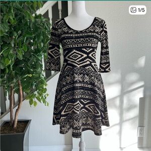 Geometric Aztec pattern Fit-and-Flare Dress